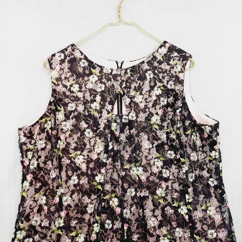 Gabby Skye Black Multi Color Floral Zip Back Sleeveless Midi Dress P2727 - Picture 3 of 7